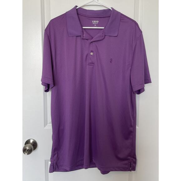 IZOD Golf Men's Purple Polo Shirt Size XL Grid Texture Button Closure Comfort - Picture 1 of 6